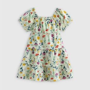 Quince 100% Organic Cotton Poplin Tiered Dress - Botanical Floral